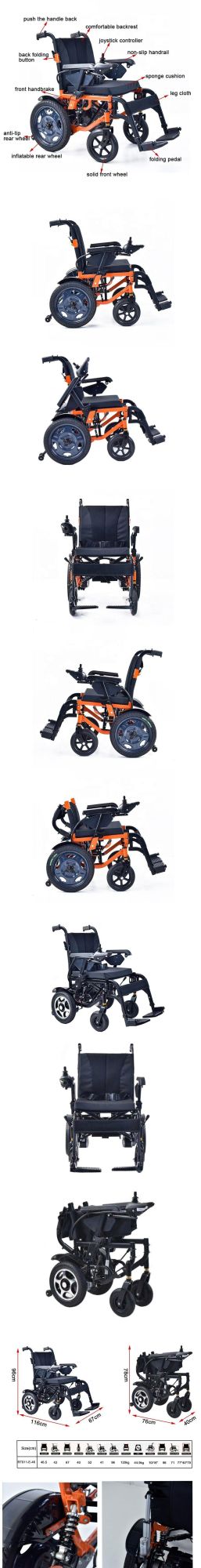 Shock Absorber Type Electric Power Wheelchair Fold Steel Wheelchair for Disabled