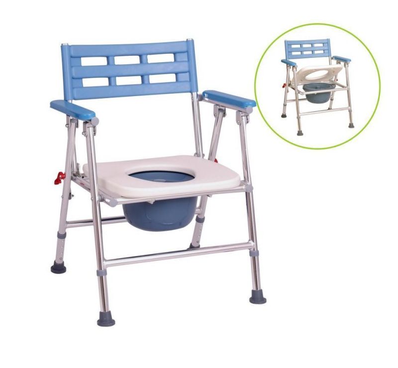 Folding Adjustable Bath Stool Shower Toilet Chair Commode for Elderly