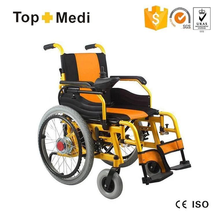 Topmedi Aluminum Frame Folding Elctric Wheelchair for Disabled People