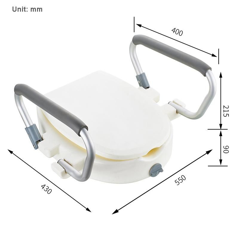 Commode Chair - Raised Toilet Seat with Armrest, White 2"/4"/6"-Inches