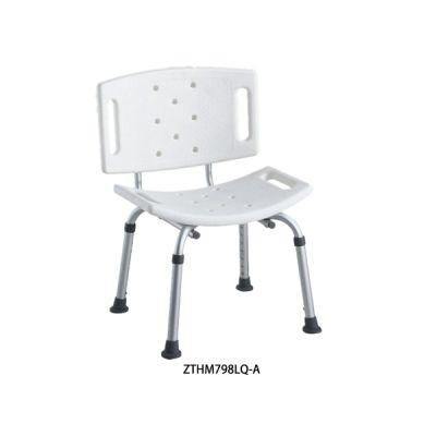 Shower Chair Basic Design Hot Sell with/Without Tool Adjustable Height with Backrest Bath Bench Adult Aluminum Frame PE Seat