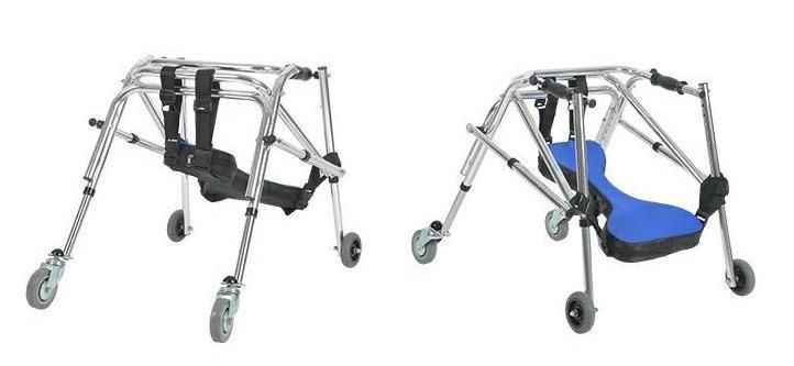 Self Propelled Disabled Orthopedic for Adults Rollator Aluminum Folding Walker with Wheels for Children