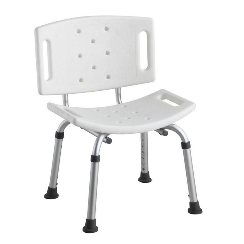 Shower Chair Basic Design Hot Sell with/Without Tool Adjustable Height with Backrest Bath Bench Adult Aluminum Frame PE Seat