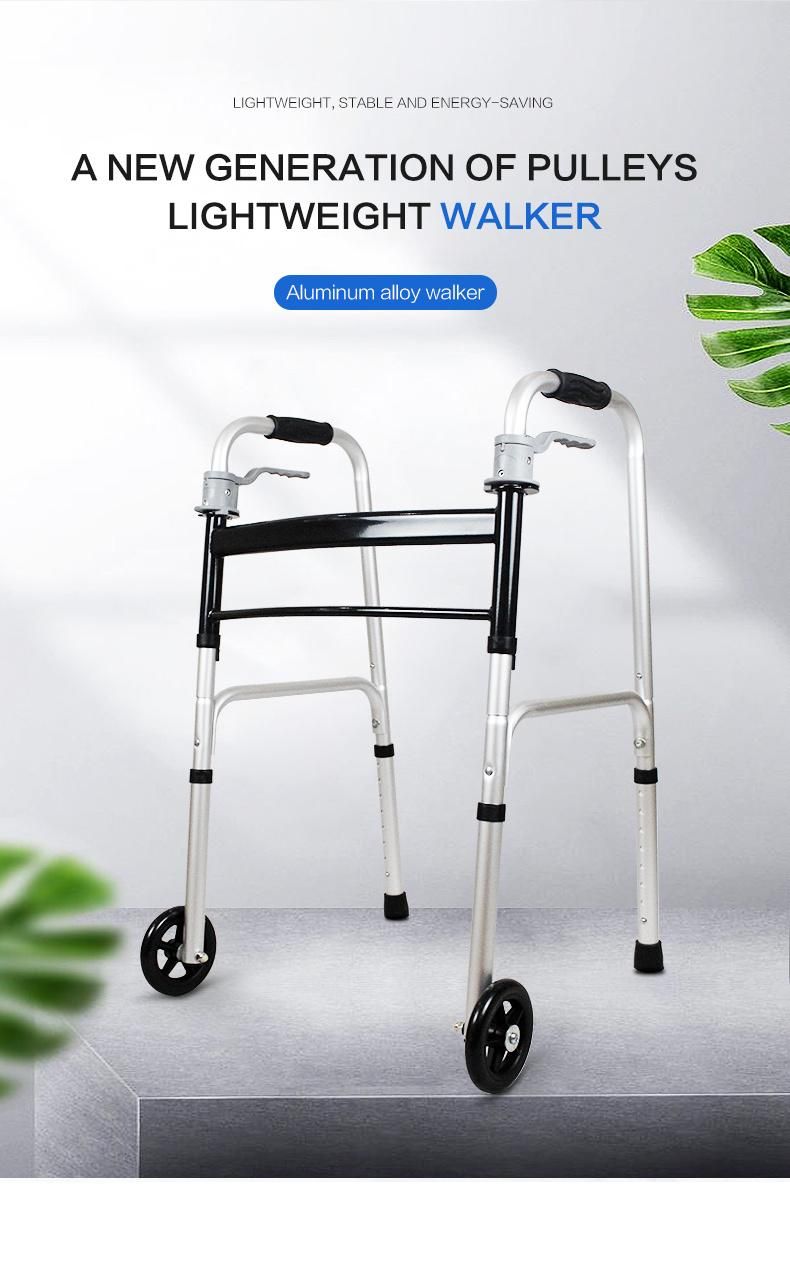 Hanqi Hq283L-5′′ High Quality Foldable Walker with Wheel for Patient