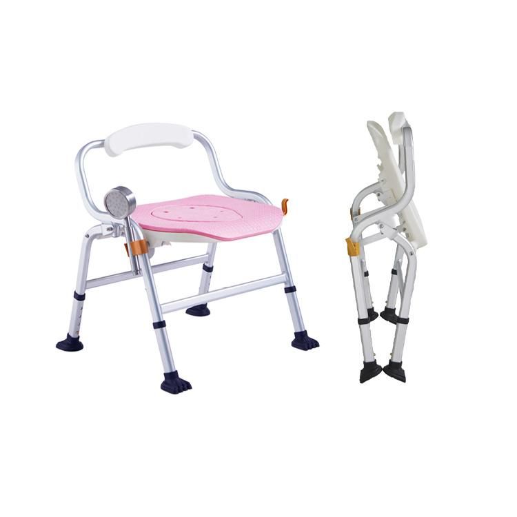 Luxury Disabled Shower Chair Portable Aluminum Lightweight Folding Commode Chair for Elderly