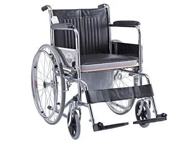 Economy Chrome Cover Frame Base Commode Wheelchair Fix Armrest and Footrest Aluminum Footplate Wheel Chair Rehabilitation Medical Equipment