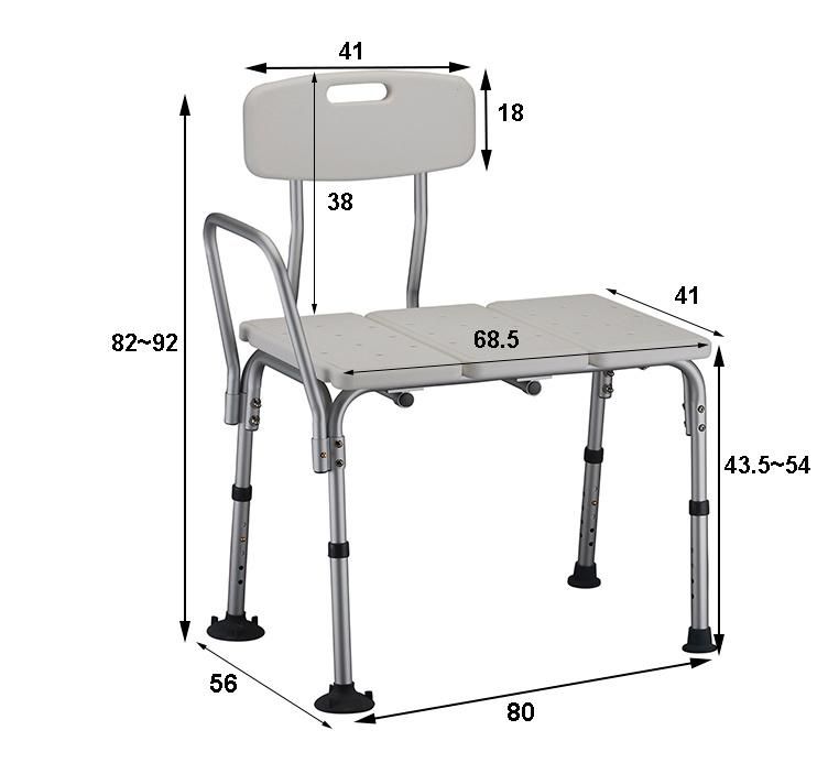 Commode Chair - Aluminum Portable Bath Transfer Bench / Shower Chair