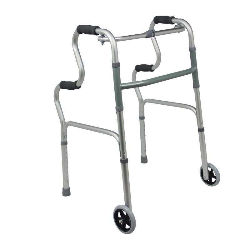 Walking Frame Aluminum Foldable Walking Mobility Aid Walker with Wheels