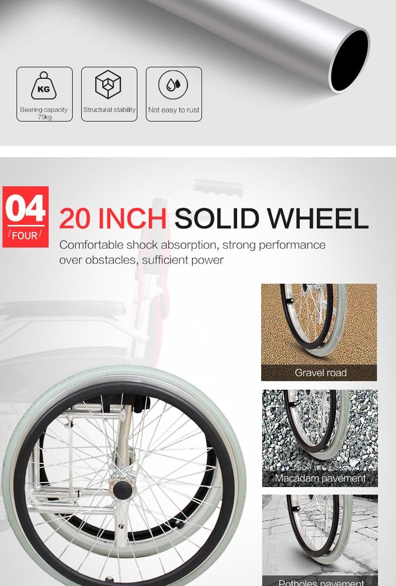 Hanqi Hq801L High Quality Aluminum Manual Wheelchair for Disable or Senior Patient