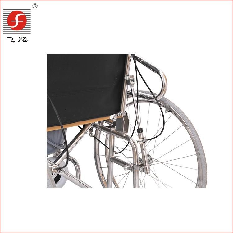 Steel Manual Hospital Wheelchair with Toilet Commode