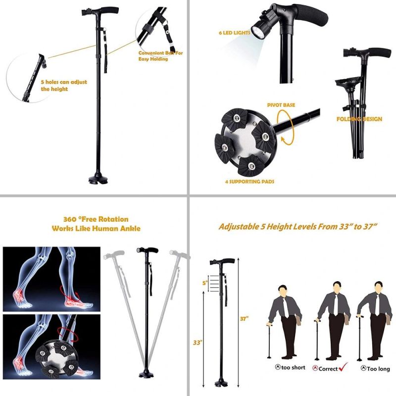 Amazon Hot Sale Folding Walking Cane with LED Light