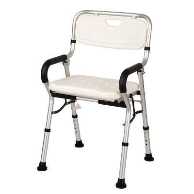 Aluminum Alloy Adjustable Bathing Bench with Backrest and Armrests