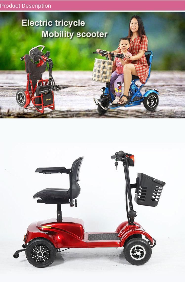 Four Wheels Folding Disabled Electric Scooter with Single Seat