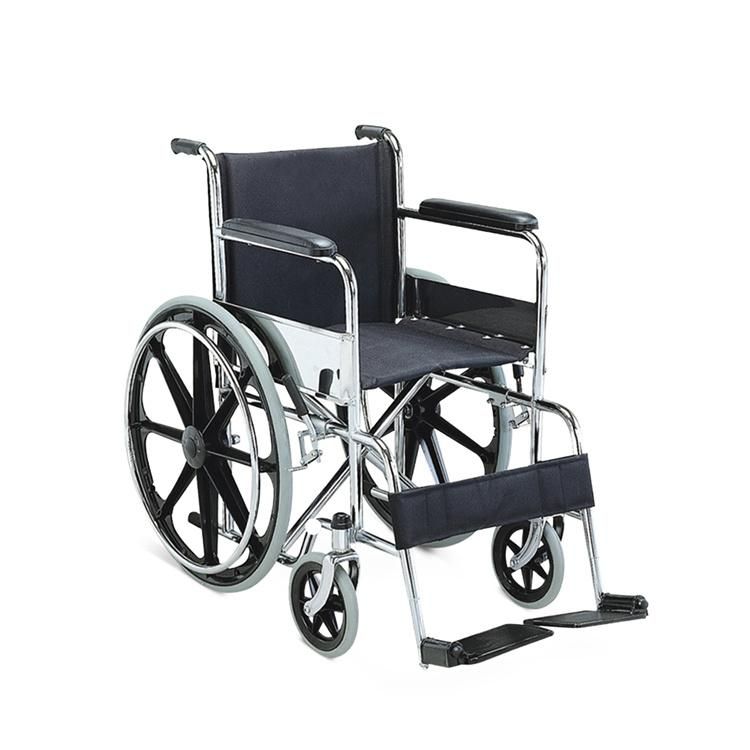 Topmedi Lightweight Folding Steel Wheelchair for Handicapped