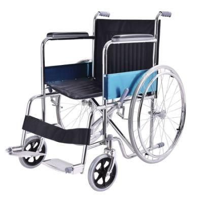 High Quality Lightweight Manual Standard Basic Handicap Portable Chrome Plated Wheel Chair