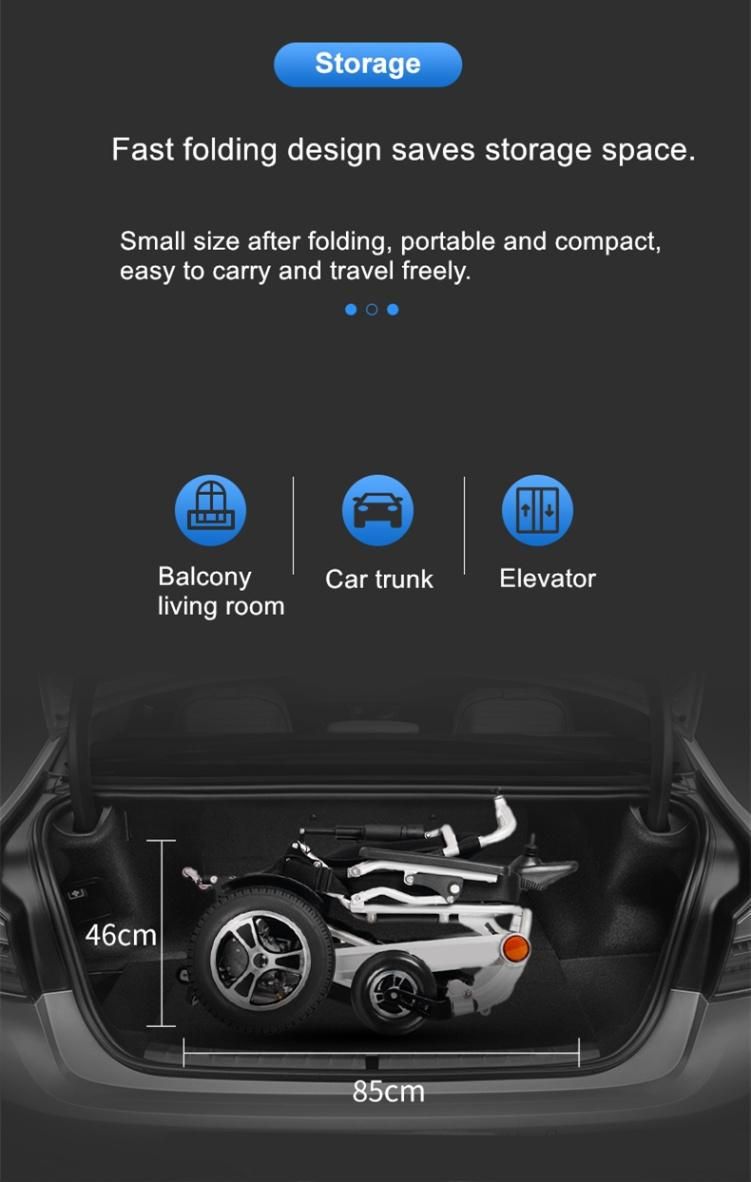 150kg Load Aluminium Motorized Electric Folding Wheelchair for Disabled