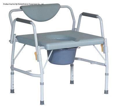 Big Commode Chair Bedroom Big Seat Width Height Adjust Heavy-Duty Medical Steel Commode Chair with Bucket Steel for Obese Patients