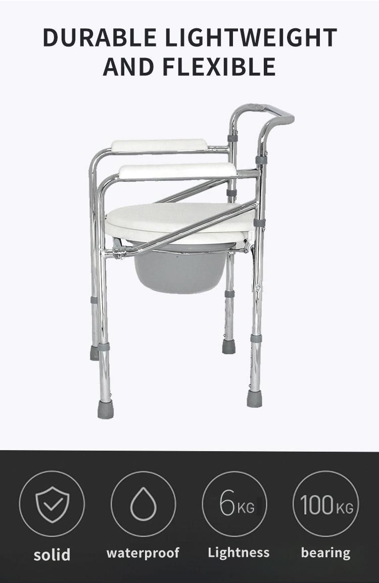 Steel Bedside Folding Commode Chair Set Toilet with Bedpan