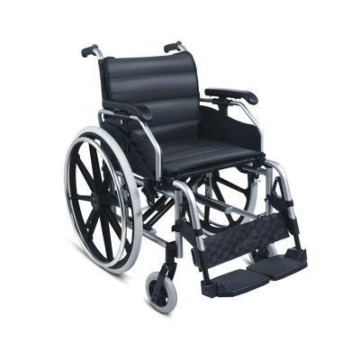 Elderly Disabled Medical Manual Folding Aluminum Transfer Wheelchair with Ce