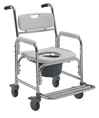 Aluminum Shower Chair Bathroom Commode Chair with Wheel Toliet Chair Transfer Nursing Wheelchair