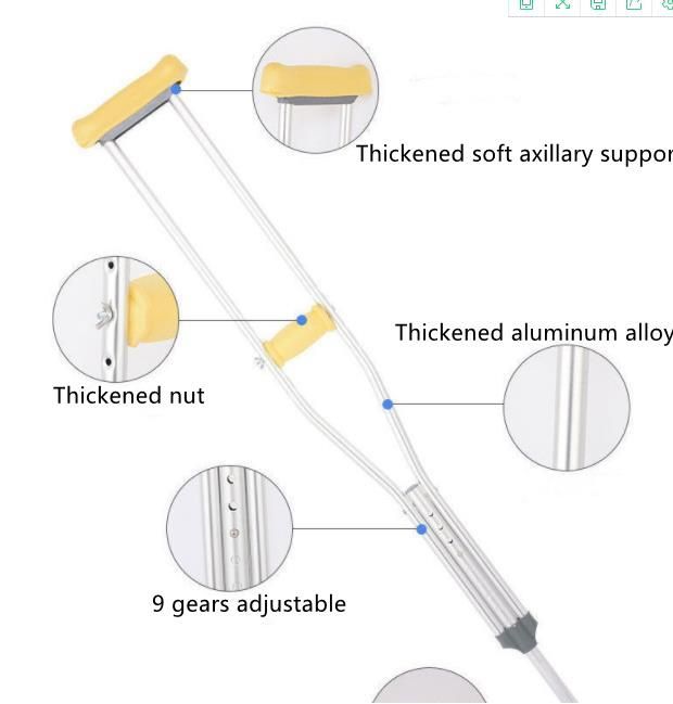 Medical Adjustable Thickened Aluminum Sturdy Axillary Crutches