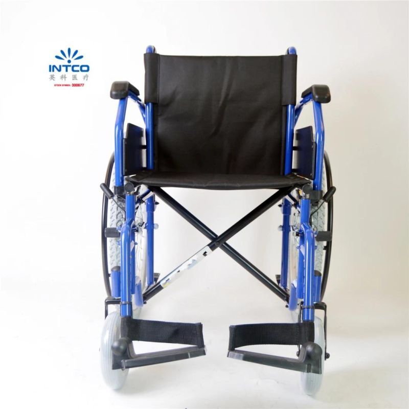 Medical Equipment Steel Folding Manual Mobility Wheelchair with Mountain Tires