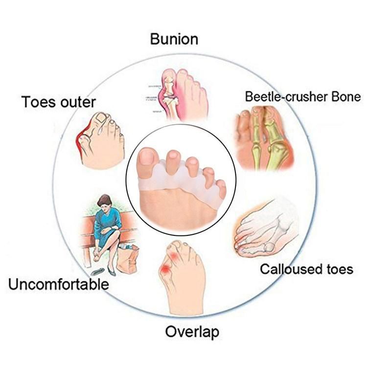 Breathable Silicon Gel Toe Separators Soft Comfortable Silicone Toe Separator