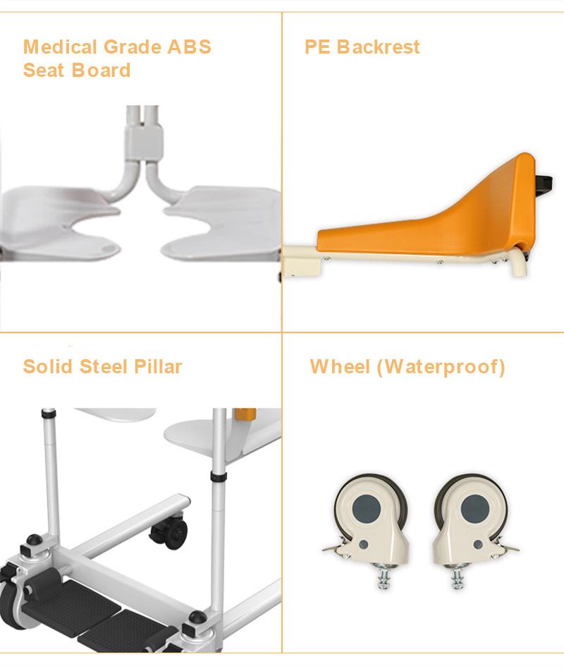 Transfer Chair for Elderly Disabled Load-Bearing 120kg Commode Wheelchair