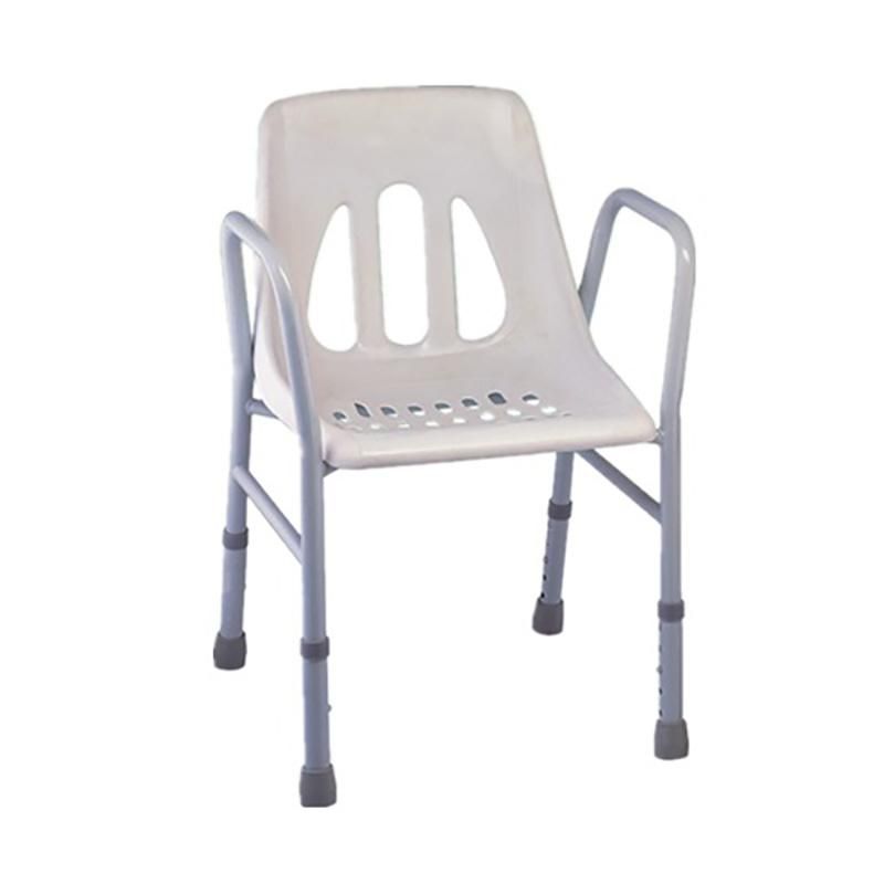 Shower Seat with PE Backrest Steel Lightweight Antiskid Shower Safety Chair Bathroom Toilet Home Care Bath Bench for Elderly People and Pregnant Woman