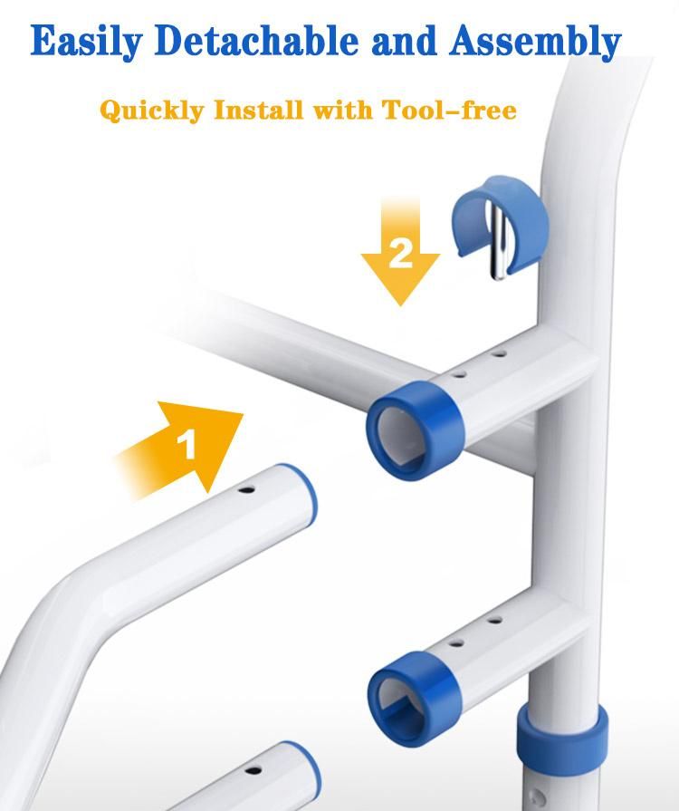 Stand Alone Toilet Safety Rail Adjustable Bathroom Toilet Handrails Grab Bar Fit Any Toilet