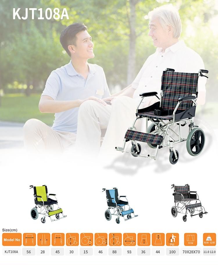 Aluminum Wheel Chair Chairs Wheel for Old Man Folding Seat Lightweight Transport Disabled Elderly Portable Aluminum Wheelchair