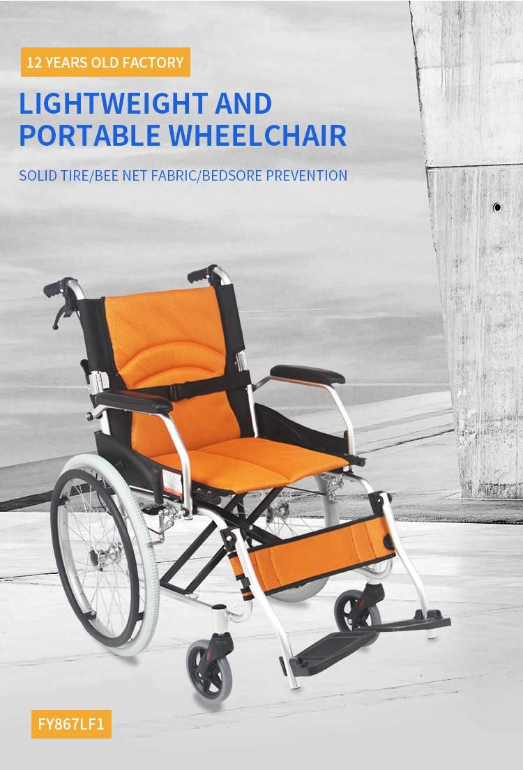 Portable Lightweight Aluminum Transport Manual Wheelchair for Disabled and Elderly