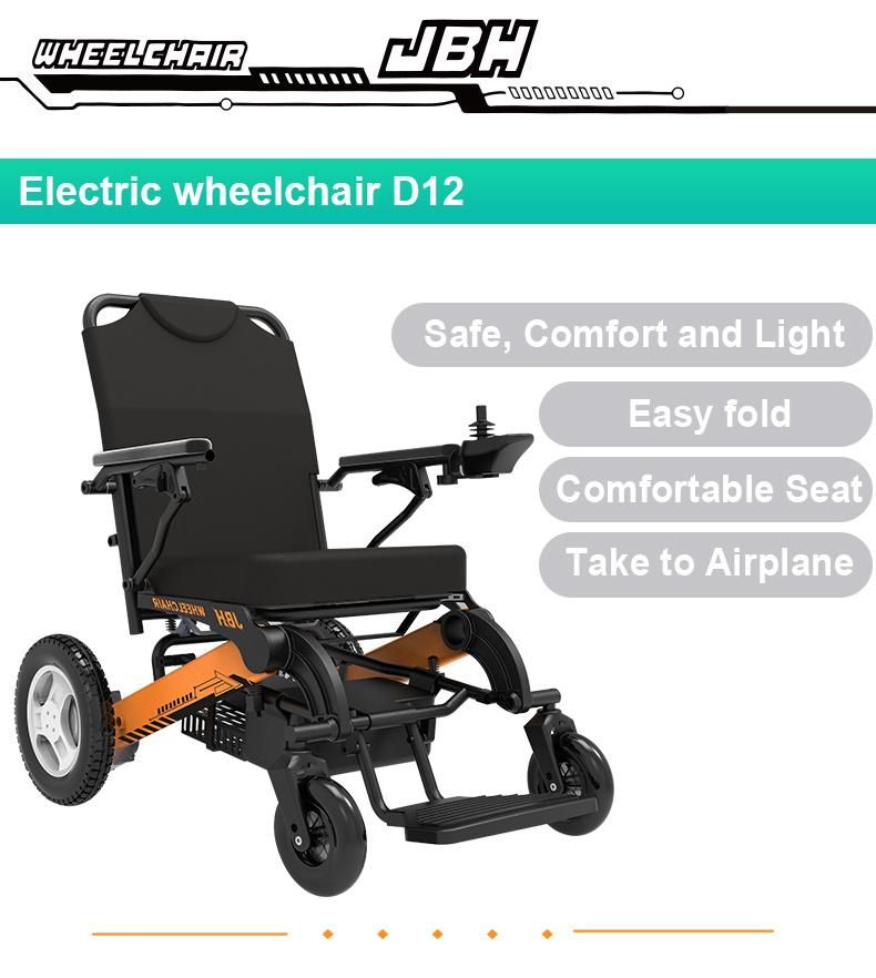 Jbh Manufacturer High Quality Portable Electric Folding Wheelchair Lightweight D12