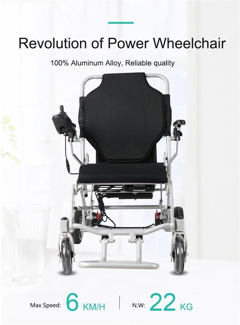 CE & FDA Aluminum Alloy Light Folding Electric Power Wheelchair for The Elderly