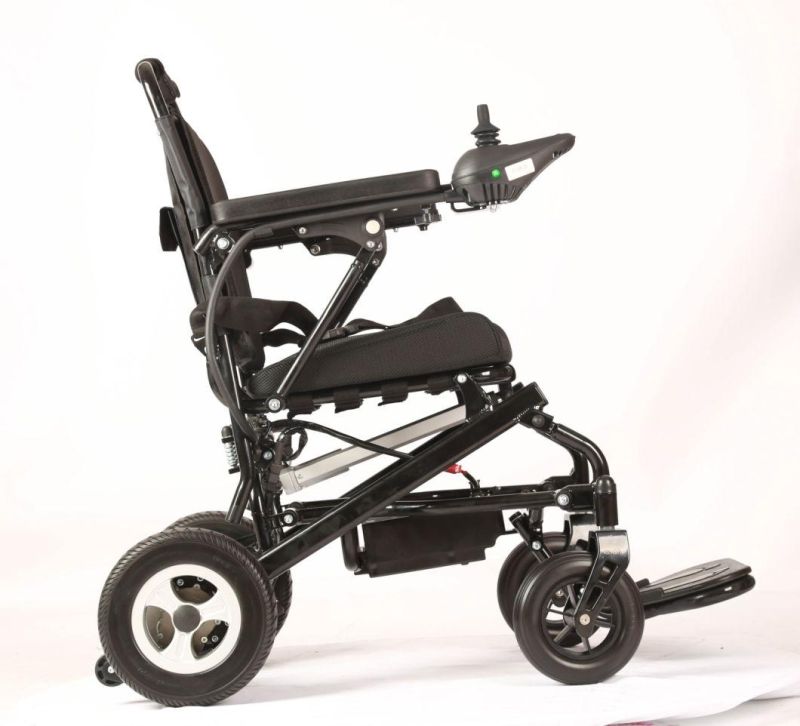 Light Weight Electric Wheelchair Two Step Quick Folding Aluminum Chair Frame with Electromagnetic Brake