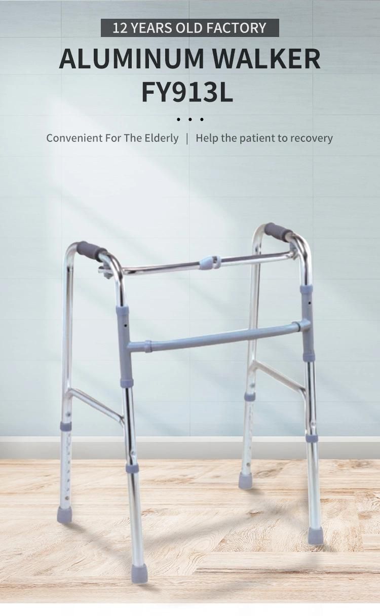 Hospital Equipment Lightweight Standing Frame Aluminum Folding Walking Aid Walker for Disabled