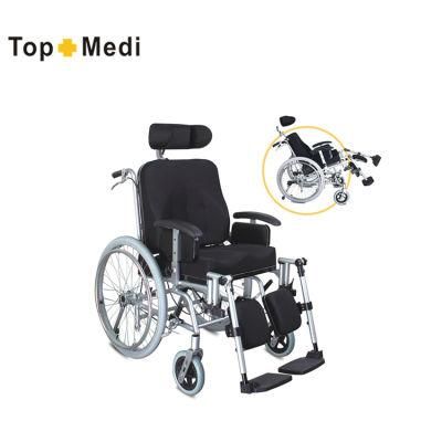 Topmedi High Quality Aluminum Manual Wheelchair with Reclined High Back