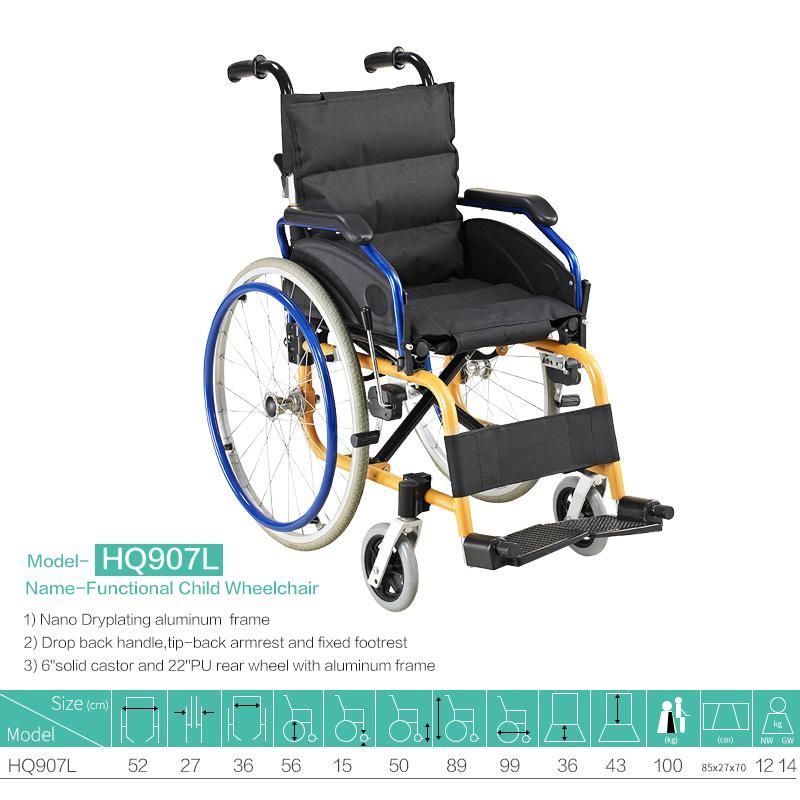 Hanqi Hq907L-36 High Quality Manual Lightweight Fordable Wheelchair for Disable