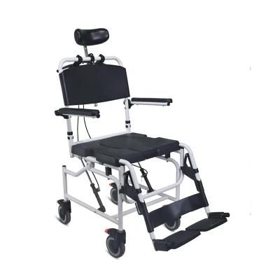 Aluminum Shower Wheelchair Toilet Chair Commode with Wheels for Elderly
