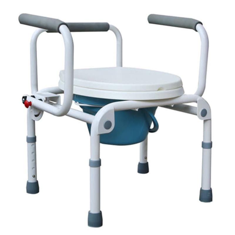 Shower Home Care Bathroom Antiskid Folding Armrest Lightweight Commode Steel Toilet Seat Rehabilitation Product Elderly/Disable Patient People Nursing Chair