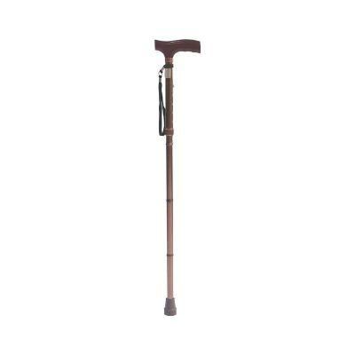 Folding Wooden Elderly Walking Cane Stick with Aluminum Frame