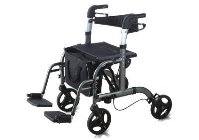 Double Folding Aluminium Walker Upright Rollator for Elderly