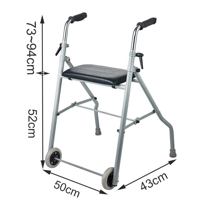 Rollator Walker Two Wheels Cart with Padded Seat Disabled Scooter