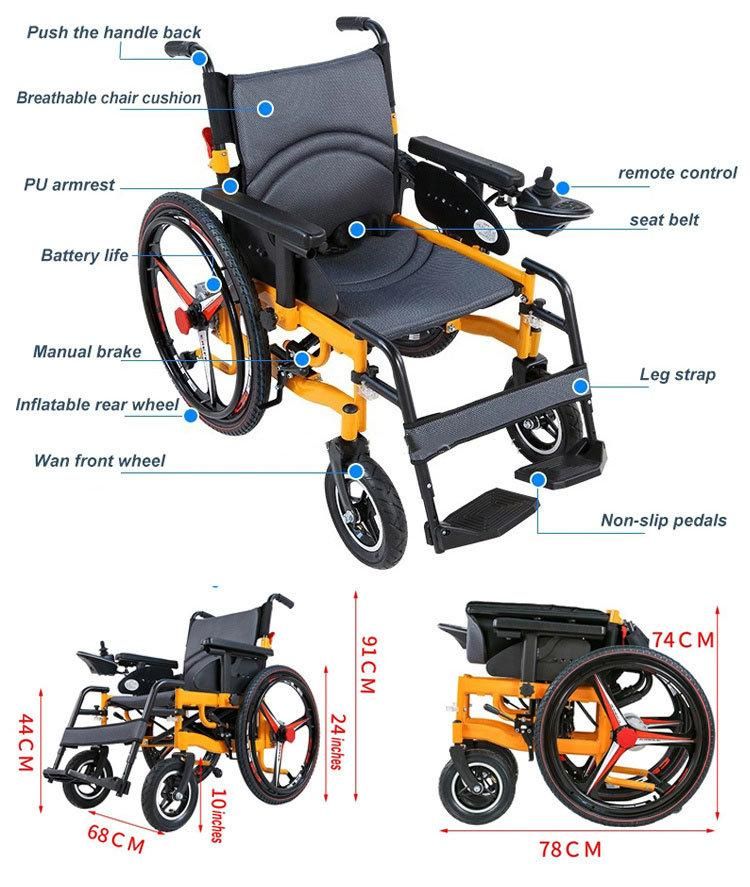Folding Ghmed Aluminum Medical Equipment Wheel Chair Scooter Electric Wheelchair with ISO New