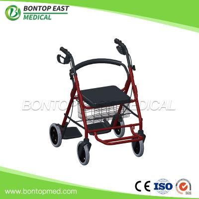 Aluminum Upright Shopping Folding Elderly Walking Walker Rollator with Basket