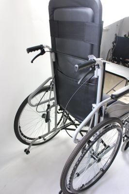 Leather Disabled Manual Wheelchair Commode Wheelchair with Headrest