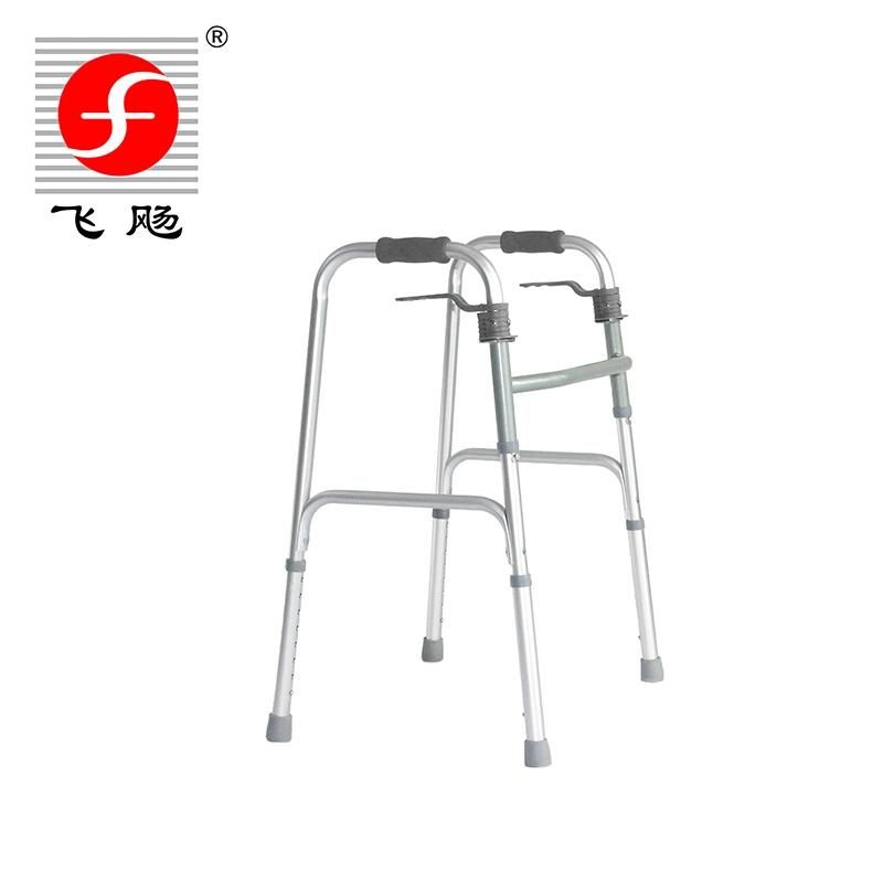 Medical Health Care Outdoor Aluminum Lightweight Two Button Folding Walking Aid Walker
