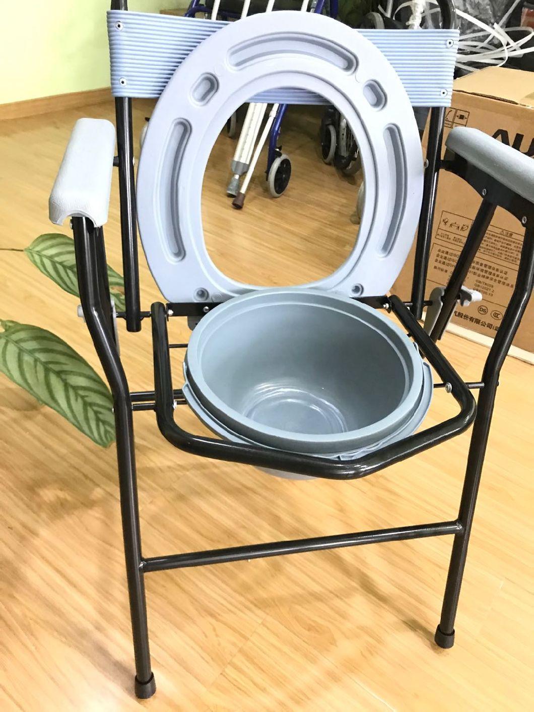 Health Care Supplies Folding Aluminum Commode Toilette Inodoro with Wheels