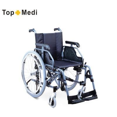Adjustable Height Armrest Detachable Footrest Manual Folding Aluminum Wheelchair