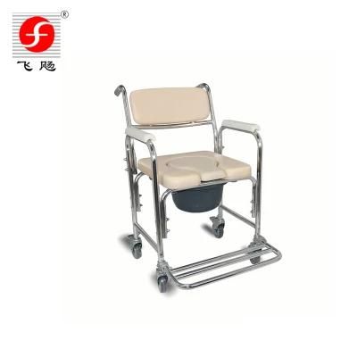Bathroom Medical Safety Home Care Manual Shower Toilet Chair Commode with Wheels
